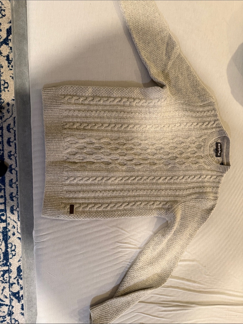 Barbour Grey Cable Knit Pullover
